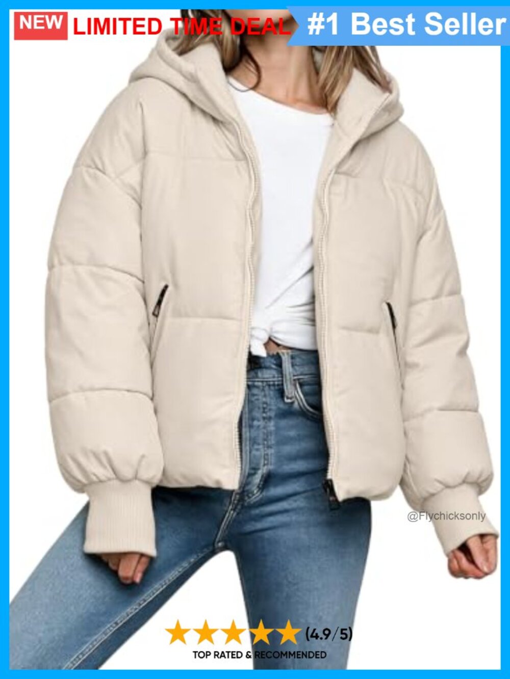 Women's Hooded Cropped Puffer Jacket Quilted Winter Coat